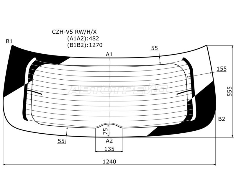 Стекло задка с обогревом XYG для китайского автомобиля Brilliance V5 (4018451)